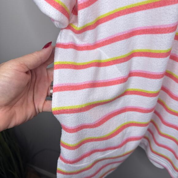 Trina Turk Costa De Prata Hooded Terry Tunic Coverup Large Roll Tab Beach Resort - Picture 8 of 11